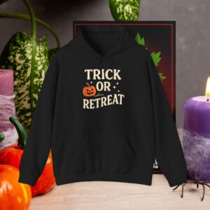 Halloween Trick or Retreat Hoodie, Cozy Fall Sweatshirt, Unisex Pumpkin Apparel, Spooky Season Gift, Halloween Outfit
