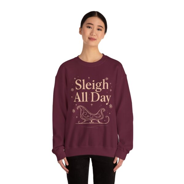 Festive Sweatshirt - Sleigh All Day, Christmas Apparel, Holiday Gift, Cozy Winter Wear, Casual Style - Image 4